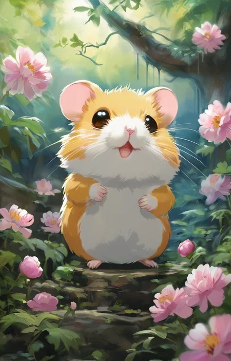masterpiece,best quality,<lora:tbh253-sdxl:0.9>,illustration,style of Hamtaro decaying peonies