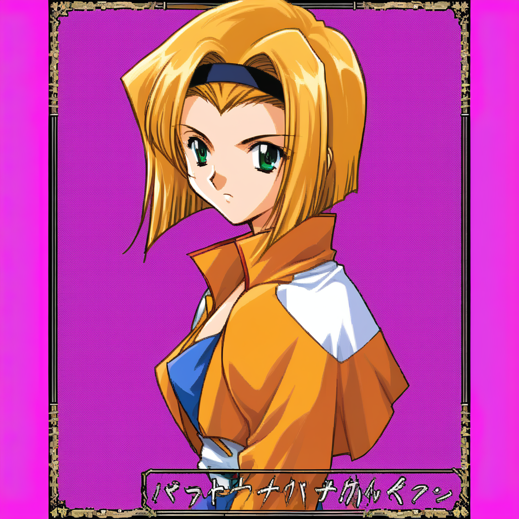KichikuouRncStyle, purple background, simple background, retro artstyle, upper body,source_anime,cowboy bebop,faye valentine,green eyes, <lora:KichikuouRncPortraitStyle_Pony-000009:0.8>
