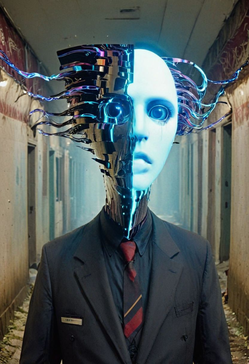 He lifts his head from his head, his eyes on strands of eyes, and in the glitch light handmade and homespun, he sees the visions of pasts lost in enigmatic phantoms and faces of light