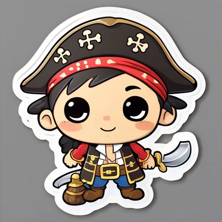 A pirate boy sticker,, stickers, <lora:StickersRedmond:1>