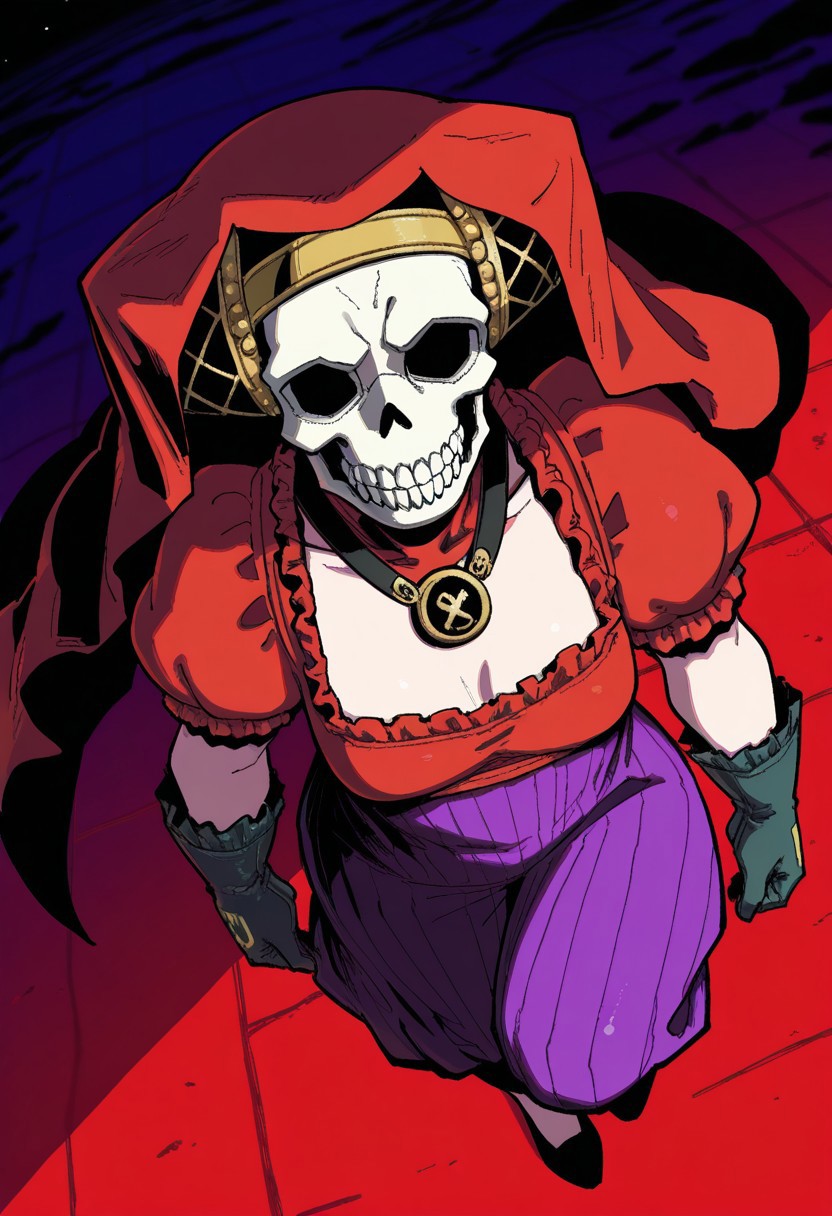 lazypos, absurdres,very aesthetic,sharp detail,intricate detail,
official art,artist:yukataro,artist:sparrowl,norakura \(nr kura\),jonpei,(zyugoya, fir3born, naga u:0.5),ireading,(krekkov:0.5),fujimoto tatsuki \(style\),
( Full body portrait, m0th3rharlotsmt, skull, veil, jewelry, red dress, puffy sleeves, gloves )
dynamic angle,looking at viewer,(three quarter view:0.2),
(from above:0.2),
(dutch angle:0),
close-up,
colorful,
