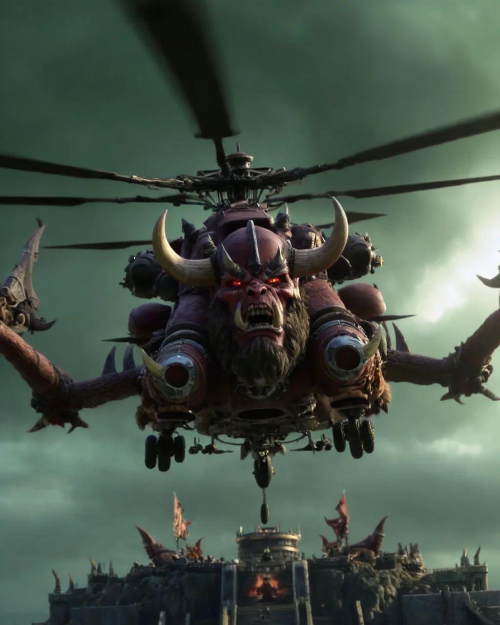 cinewow demon viking helicopter,epic,cinematic,masterpiece, <lora:cinewow-step00000200:1>