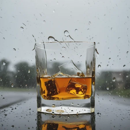 whiskey behind rain on glass<lora:Rain_on_Glass_XL:1>