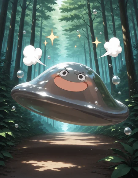 masterpiece,extreme detailed BREAK 1other,no humans,no_legs,day,outdoors,forest,
BREAK hagurin,:D,slime \(creature\),sparkle,bubble,<lora:hagurin-NAI:1>,doyagao,puff of air,v-shaped eyebrows,