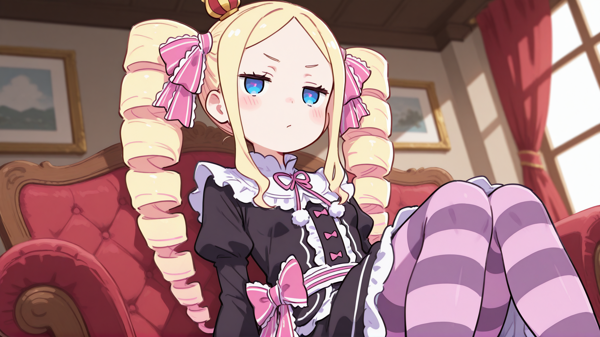 masterpiece, best quality, very detailed,
1 girl, Beatrice \(Re:Zero\), small breasts, maid outfit
Indoors, sitting,
 <lora:Artstyle__uwzoa_illustrious:1>
