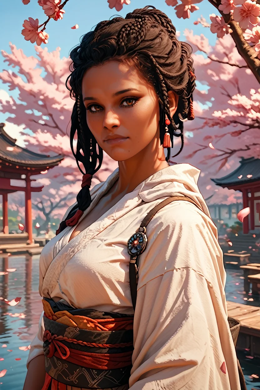 score_9, score_8_up, score_7_up, score_6_up
<lora:ACAya:1>
ACAya, 1girl, black hair, brown eyes, dark skin, looking at viewer, in a traditional kimono, surrounded by cherry blossoms