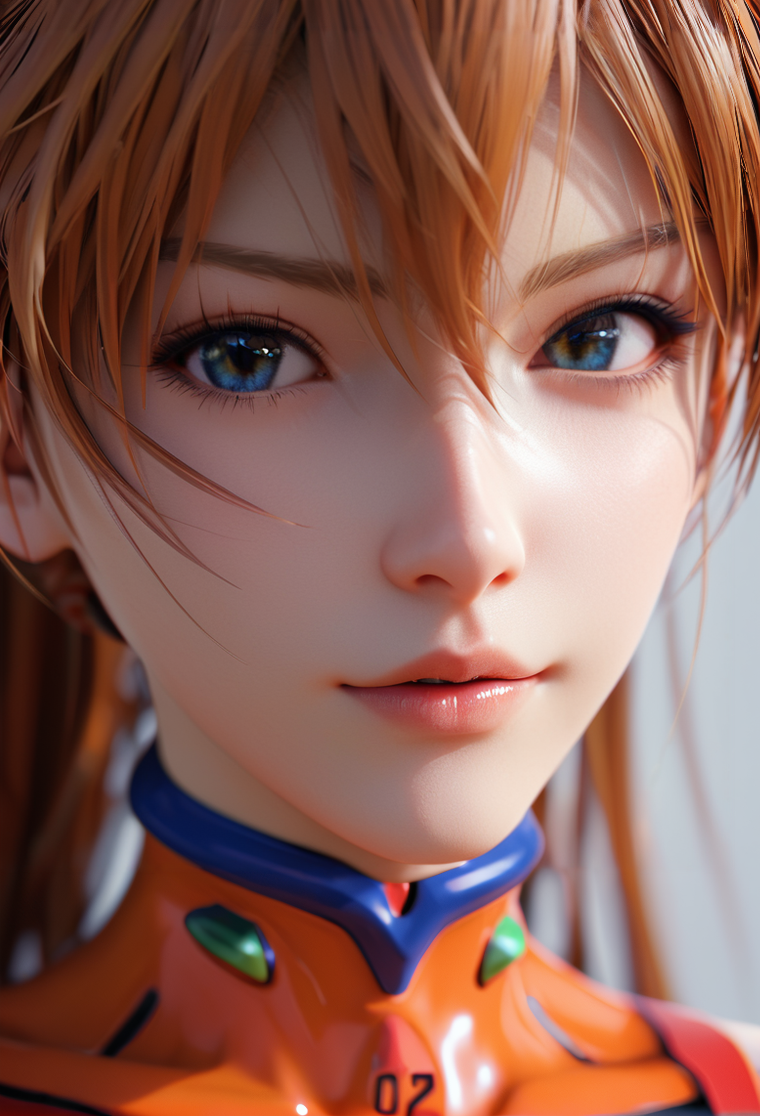 score_9, score_8_up, score_7_up, Close - up real - Live - action adaptation of a 3d character of Asuka Langley Soryu in plugsuit, charming face, NeonGenesis Evangelion cool expression