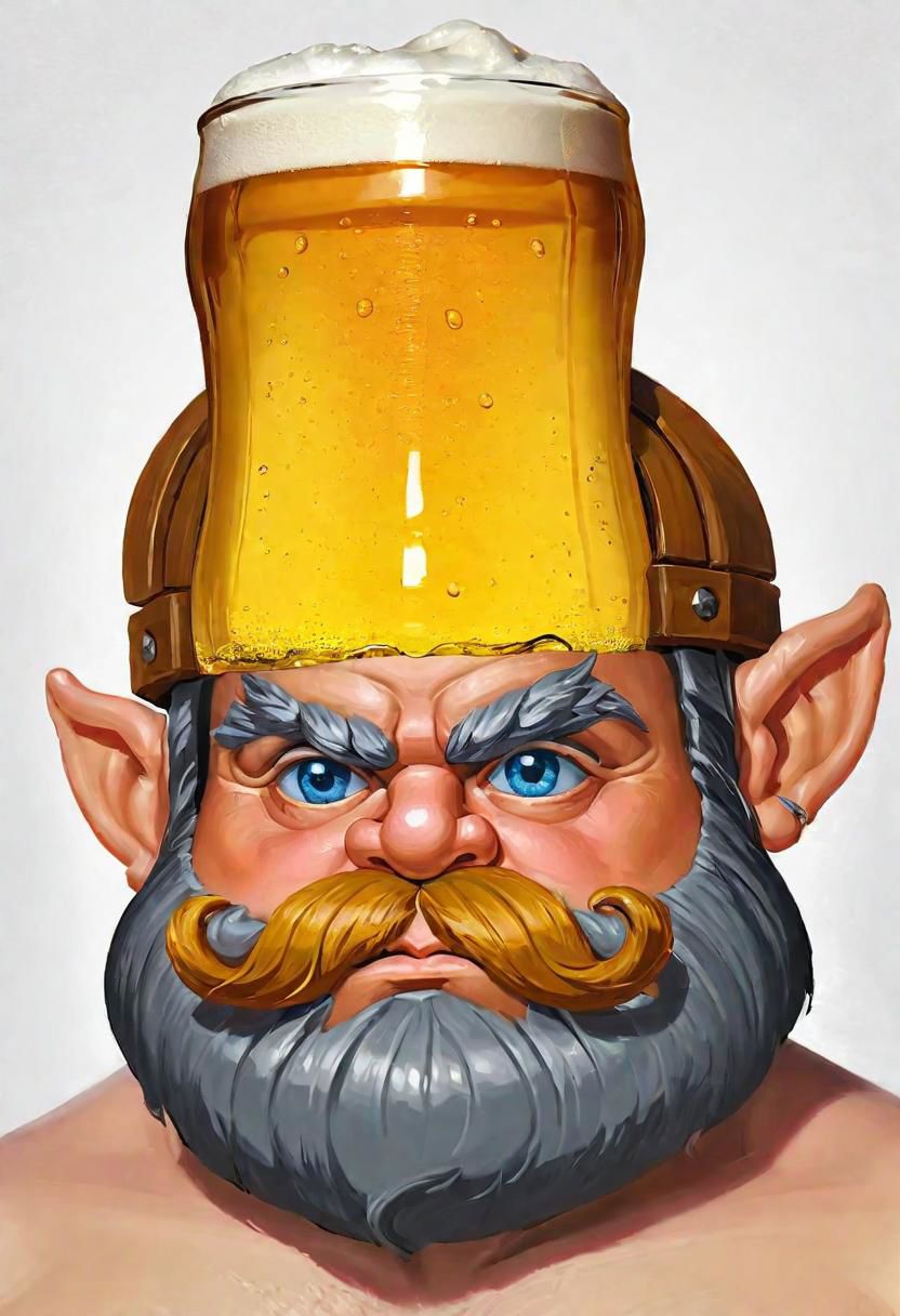 (masterpiece)
split head,  a beer inside A readhead dwarf head