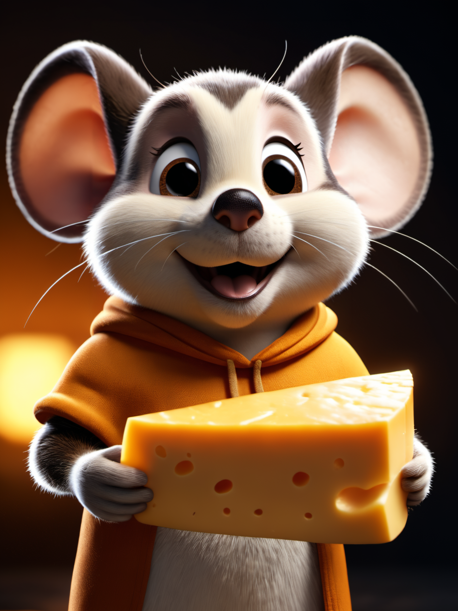 cinematic film still Mighty Mouse,cinematic reenactment,holding a large wedge of cheddar cheese above his head,flexing,smiling,glow effects,godrays,Hand drawn,render,8k,octane render,cinema 4d,blender,dark,atmospheric 4k ultra detailed,cinematic,Sharp focus,big depth of field,Masterpiece,colors,3d octane render,4k,concept art,trending on artstation,hyperrealistic,Vivid colors,extremely detailed CG unity 8k wallpaper,trending on CGSociety,Intricate,High Detail,dramatic,, Ultra-HD-details . shallow depth of field, vignette, highly detailed, high budget, bokeh, cinemascope, moody, epic, gorgeous, film grain, grainy