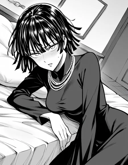 score_9, score_8_up, score_7_up, source_anime,
fubuki, <lora:opm-fubuki-manga-ponyxl-lora-nochekaiser:1>,
fubuki, fubuki \(one-punch man\), black hair, medium hair, monochrome, greyscale,
black dress, dress, high collar, jewelry, necklace, taut clothes, taut dress,
indoors, bed, bed room, on side, blush, drunk,
looking at viewer, cowboy shot, solo, dutch angle,