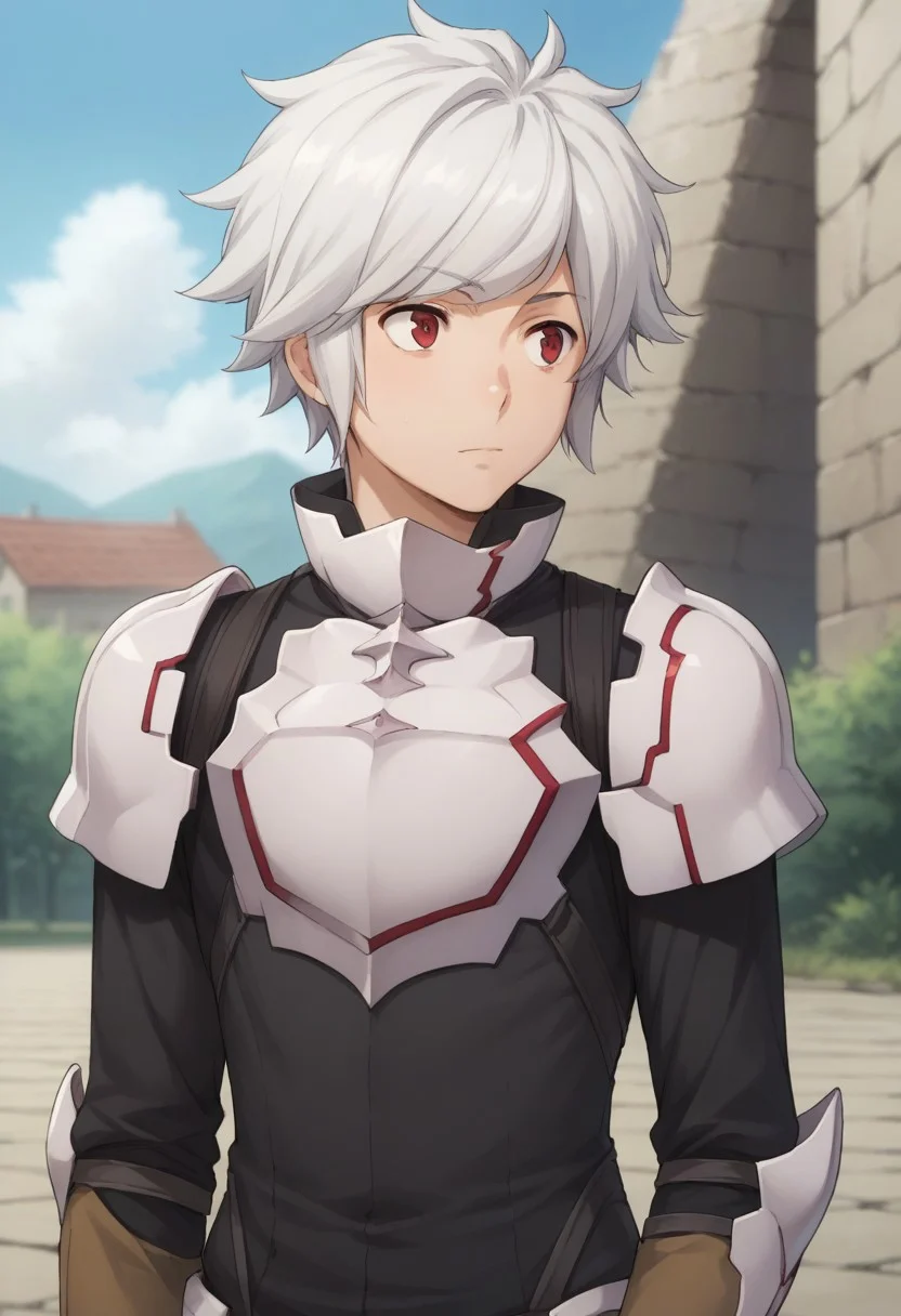 score_9, score_8_up, score_7_up, source_anime, highly detailed, 
belcranel,  1boy, male focus, solo, white hair, red eyes, armor, shoulder armor, brestplate, shirt, black shirt, gloves, brown gloves, upper body,
outdoor,
