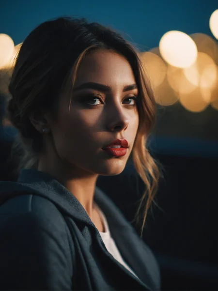 A dynamic cinematic photograph of Jenna_Sims_P_MXAI_SDXL:1.2 close up shot, doubtful expression, SK_CINEMATIC, ziprealism