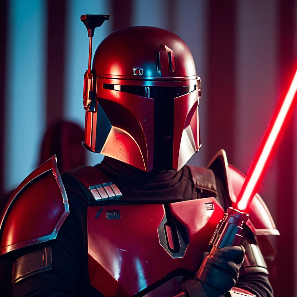 cinematic film still of  <lora:Mandalorian style:1.2>
in star wars universe a man in a red helmet and a red light saber Mandalorian style, shallow depth of field, vignette, highly detailed, high budget, bokeh, cinemascope, moody, epic, gorgeous, film grain, grainy