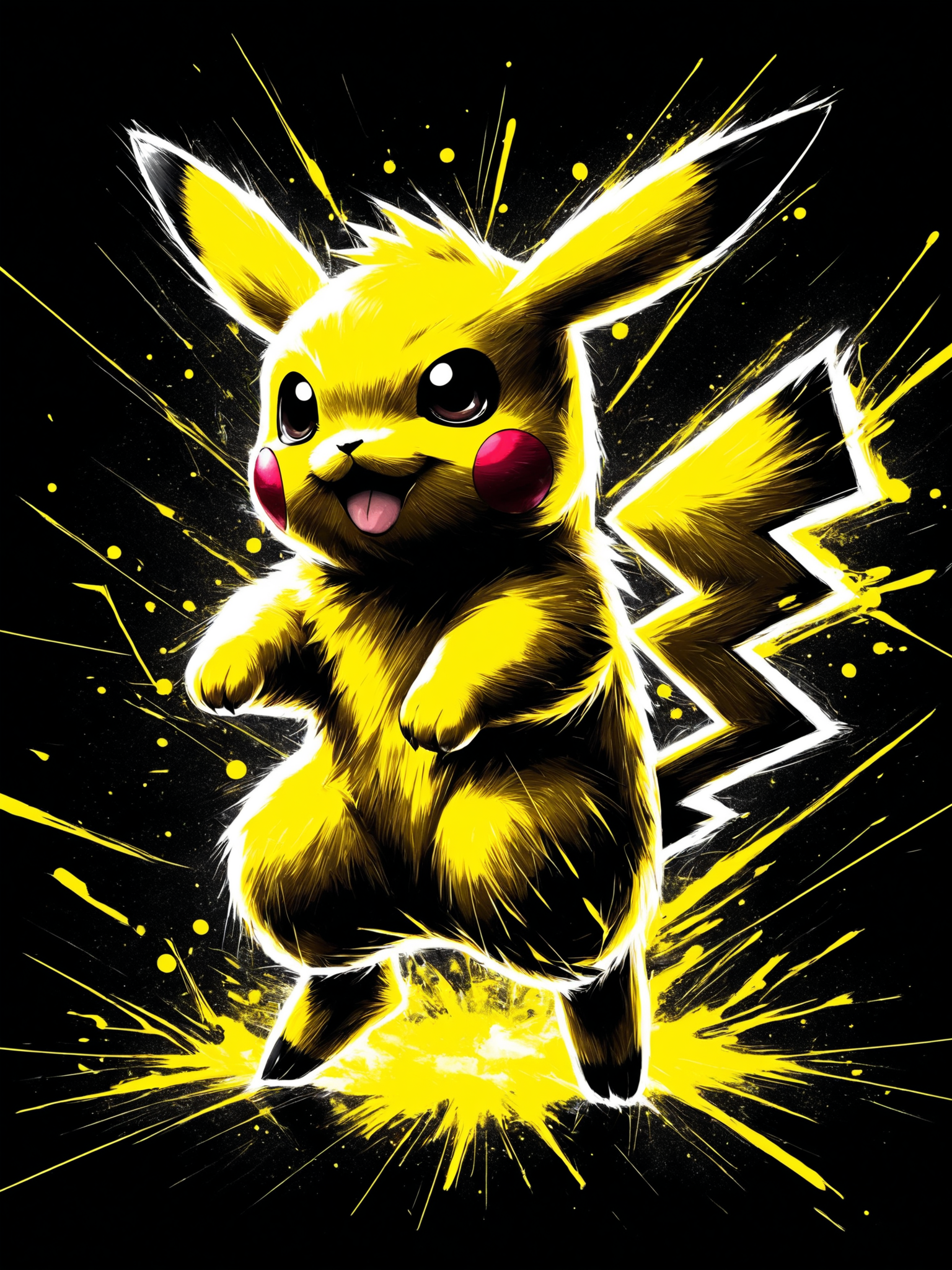 pokemon pikachu, active pose, anime, scetch, nvinkpunk, abstract brush strokes, heavy lines, HDR Neo-Noir style, bright yellow neon, minimal
<lora:grainy-v1:0.8>