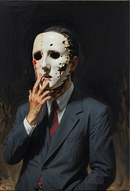 My head is slicing into enigmatic sections, and my primary symptom is that I have no face, but I must see, internationally recognized oil painting by the master, sold at auction for 23 million USD. Expressive powerfully pained expression intermingled with notes of confusion.