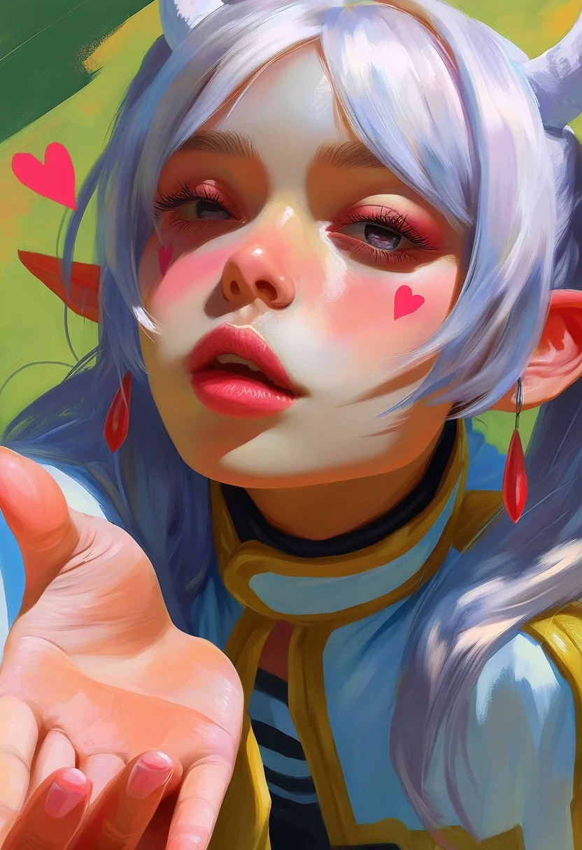 safe_pos, Femmes_ST, masterpiece, best quality, very aesthetic, high resolution, ultra-detailed, absurdres, newest, extremely detailed eyes, realistic, cute girl,painted face, masterpiece,best quality,1girl,solo,hearts, asian woman, medium length hair, (blonde hair), (upper body view), (side view), succubus, demon horns, slut:2.1