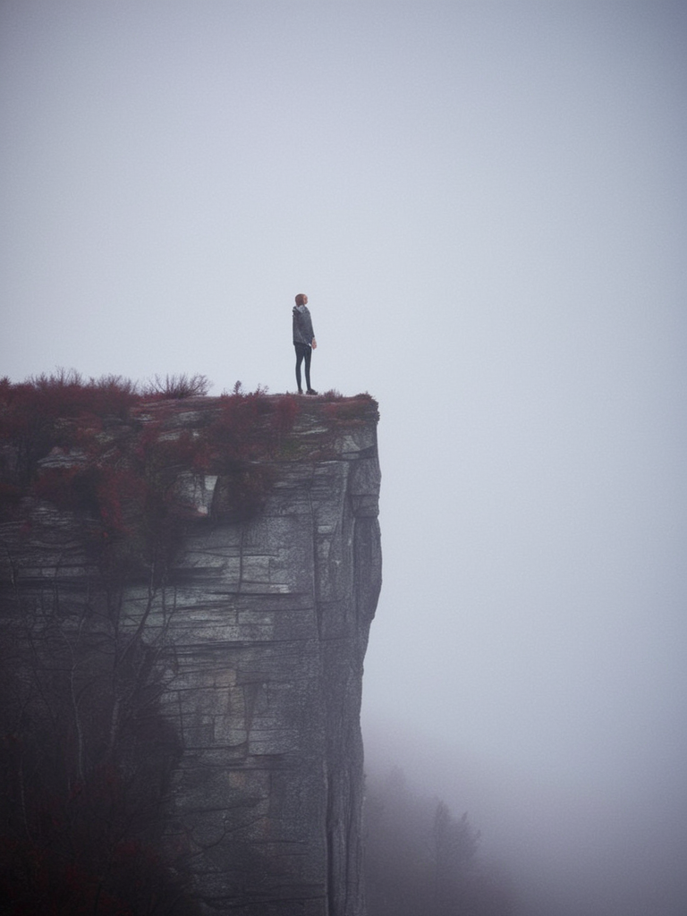 <lora:SDXL_feelings_Sa_May-v5:1> feelings, a person standing on a cliff