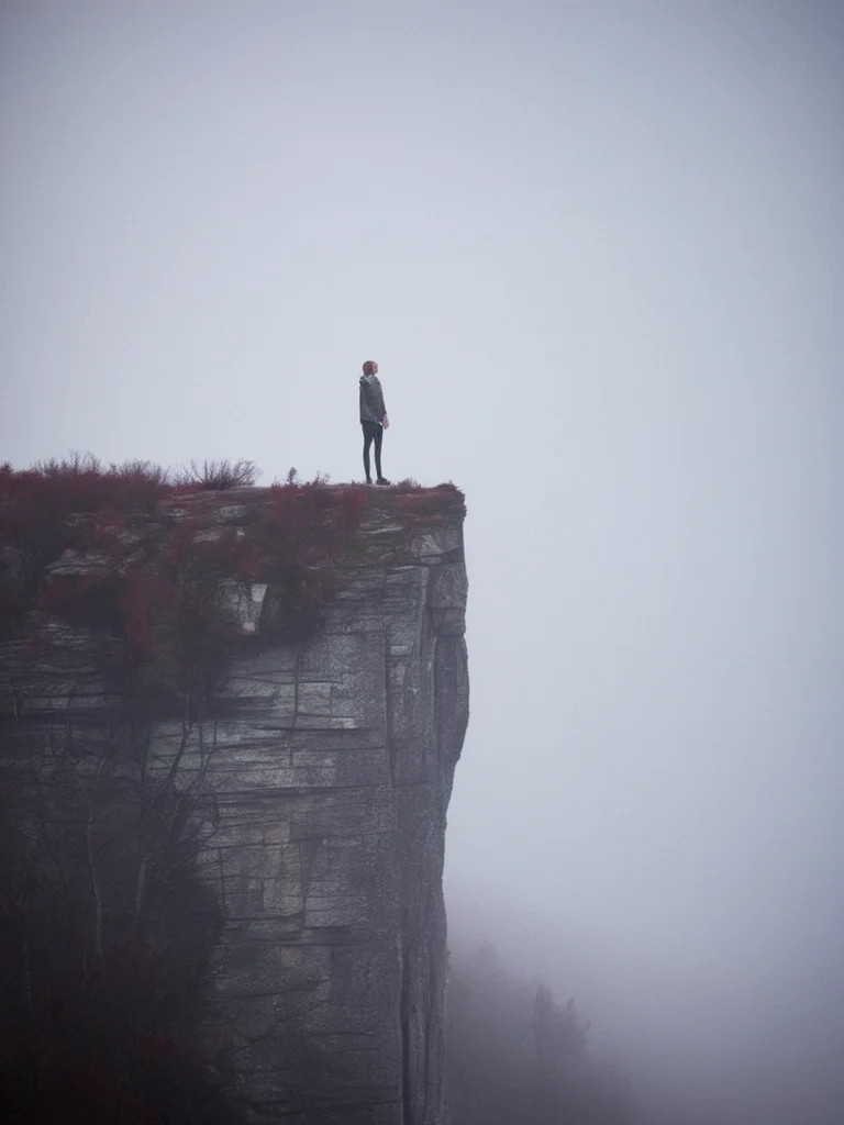 <lora:SDXL_feelings_Sa_May-v5:1> feelings, a person standing on a cliff
