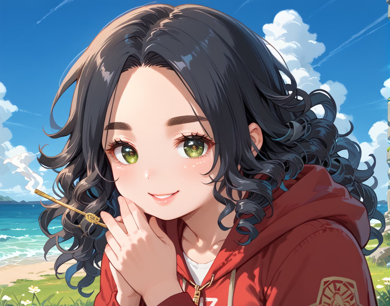 PonyScores7, source_anime, ah1, IllustriousQual, <lora:natsumi_style:0.5>, <lora:by_usakun-pony:0.4> by usakun, <lora:Akina_Bbw_Style_-_PonyXL:0.2> AkinBw
BREAK (Profile View shot)
BREAK 1girl, mature female, (round face:1.2), (thick eyebrows:1.3), (curvy), round-chin, caucasian, (plump face), <lora:Round_face:0.2>, <lora:ETO_OCPonyXL:0.3> eto_oc, skindentation, (plump), thick thighs, wide hips, busty, voluptuous, lips, <lora:venus body PonyXL:0.3>, <lora:shinyskin2:0.2> glistening skin
BREAK  (((curly hair), long hair, (black hair:1.4), (parted hair:1.7), messy hair, kinky curls, <lora:hairdetailpxl:0.2> hairdetailpxl))
BREAK ((half green and brown eyes), (colorful eyes), (multicolored eyes), (downturned eyes:1.4), <lora:expressive eyes:0.2> expressive eyes, <lora:eyedetailpxl:0.2> eyedetailpxl, <lora:Eyes_High_Definition:0.2> EyesHD)
BREAK ((wide smile,  <lora:Expressive_H:0.2> Expressiveh, <lora:Emotional_Anime_Expressions_PonyXL_Concept:0.2> emotional, <lora:Best_Facial_Expression_LoRA_PONY:0.2>, looking at viewer, <lora:Detailed expressive EXEV style -XL Pony V1.0:0.2> FaceDetail))
BREAK ((A wave of searing heat emanated from her body, incinerating a patch of dry grass into a smoking crater))
BREAK Champagne Gold Dragonfly wings cropped zip-up hoodie over a tight tank and high waisted leggings
BREAK (((A delicate, filigreed locket appears in the entity's hand, its surface etched with ancient, mystical runes, The entity's fingers press the locket to the man's forehead, unlocking a hidden compartment within his mind)))
BREAK <lora:xl_more_art-full_v1:0.2>, <lora:aesthetic_anime_v1s:0.2>, <lora:EpicF4nta5yXL:0.2>, <lora:detailxl:0.2> detailxl, <lora:Fant5yP0ny:0.2>, best quality, amazing quality, best aesthetic, absurdres, illustration, Volumetric_Lighting, ultra-detailed, very aesthetic, intricate details, 8k, masterpiece, best_quality
BREAK Stable_Yogis_PDXL_Positives, AS-Adult, <lora:Complicated fantasy portrait - XL Pony V2.0:0.2>, bad-hands-5, <lora:HDA_Detailer:0.3>, HDA_FatGirlXL