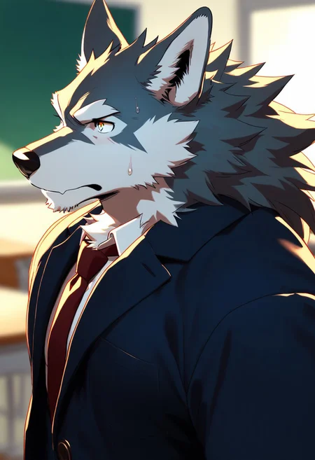 wolf, animal ears, furry, male, bara