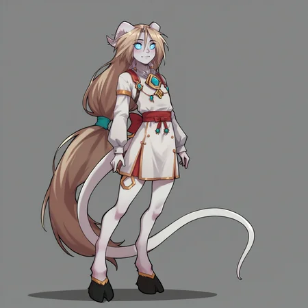 score_9, score_8_up, score_7_up, score_6_up, source_anime, best quality, masterpiece, colorful, very aesthetic, anime, BREAK <lora:Iridi:1> iridi, colored sclera, blue sclera, bright blue pupils, very long hair, blonde hair, low-tied long hair, horns, grey skin, tail, hooves, draenei tentacles, sitting on shelf, one leg up, looking at viewer, hand on book, skirt