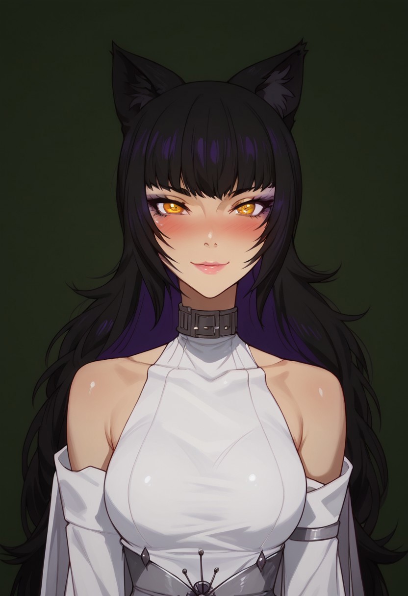 score_9, score_8_up, score_8. score_9, score_8_up, score_7_up, score_6_up, masterpiece, 4k, high quality, (best quality:1.1), ExpressiveH
1girl, BlakeBelladonna, long hair, black hair, yellow eyes, cat girl, large breasts, blushing, looking at viewer, smiling, g0dd3ss, white dress
green background