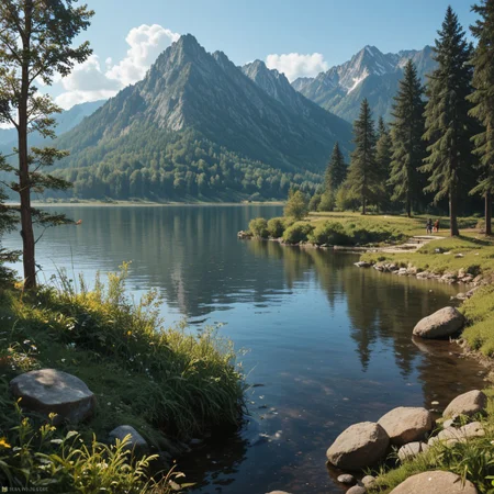 High resolution, masterpiece,4K,
score_9, score_8_up, score_7_up, score_6_up, score_5_up, score_4_up,
Outdoors,lake,afternoon,