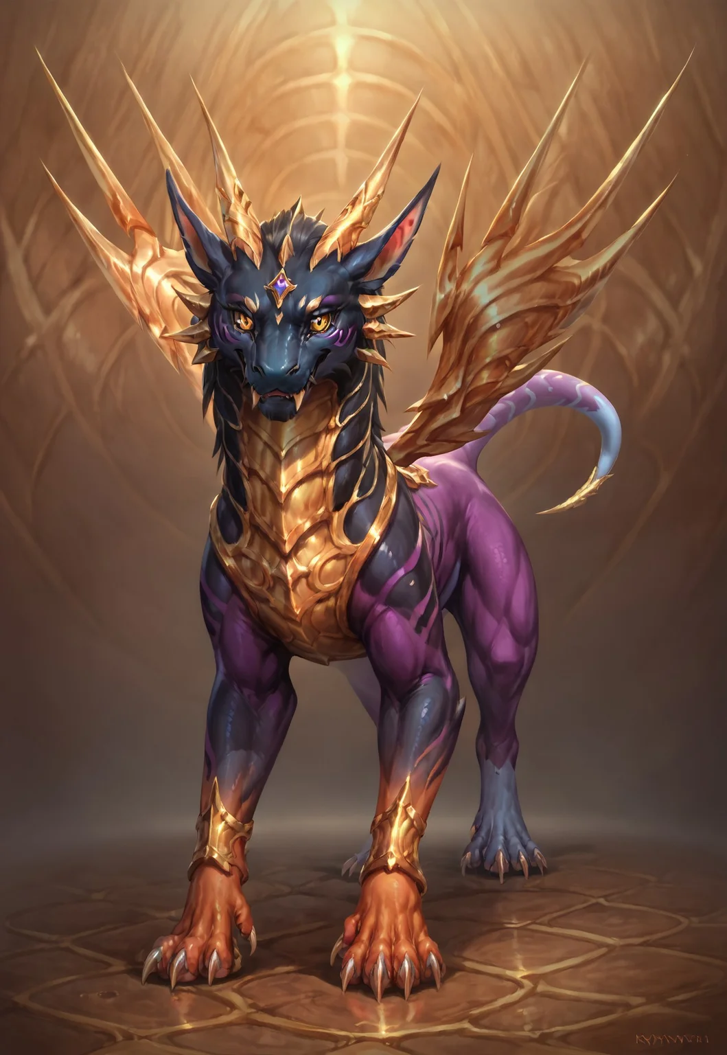 score_9, score_8_up, score_7_up, score_6_up, solo, masterpiece, ultradetailed, by reallynxgirl,  Eothos, Furry dragon,((feral)),  close-up, full body, fangs, ((shiny gold eyes without pupils)), detailed background