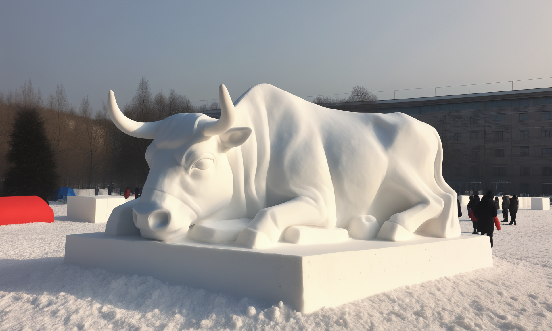 <lora:snowsculpturecd_xl-000006:0.8>,a snow sculpture of a ox made of snowsculpturecd_xl sitting on snowfield,snowsculpturecd_xl body,snowsculpturecd_xl face,winter,midday,solo,outdoors,in park,blue sky,there were a lot of people watching in the distance,chinese zodiac,cute and lovely,still life,from front,looking at viewer,close-up,full body,no humans,fine art,detailed,hi-res photo, emotional,harmonious,high budget,moody,epic,gorgeous,perfect lighting,realistic,photorealistic,photographic,photo (medium),real,moody lighting,volumetric lighting,reality ray tracing,8K,HDR,UHD,masterpiece,best quality,highly detailed,high resolution,finely detail,extremely detailed,ultra detailed,wallpaper