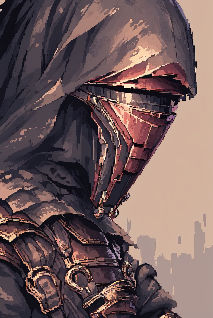 (7-DarthRevan holding lightsaber) swirling energy, menacing, detailed helmet, cloaked
pixel art
<lora:d3p1x3lXLP:1>  <lora:Darth Revan PONY v1.0:1>