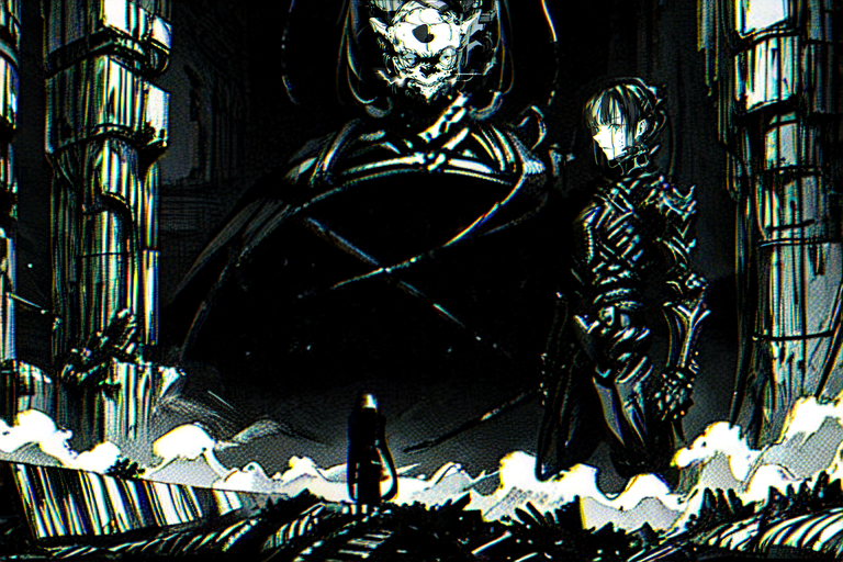 highly insanely detailed, masterpiece, top quality, best quality, highres, 4k, 8k, RAW photo, (very aesthetic, beautiful and aesthetic),  
tsutomu nihei,nihei_tsutomu,blame!,blame gakuen!,abara,TNstyle,sidonia_no_kishi,(megastructure in background),cables,tubes,industrial pipes,smoke,steam,fog,foggy,air conditioner,wire,tentacles,toha heavy industries,drainpipe,light particles,dome,gauna,gauna mech,machinery,walkway,concrete walls,metal walls,bones,dark sky,black sky,letterboxed,lantern,buildings,clouds,star \(sky\),starry sky,bridge,ventilation fan,ventilation shaft,dystopia,destroyed,biomachine,bioluminescence,blm,open space,decrepit,dark background,vast scenery,perspective,flock,futuristic,cyberpunk,empty,science fiction,no human, 
<lora:ABARA:0.8>, 
(1girl:1.3), 
solo focus, 
pure black background,pure cyan background,pure white background,(colored geometric background,colored fractal background),âââ