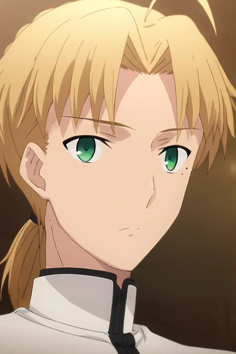 score_9, score_8_up, score_7_up, source_anime, rating_safe, intricate details, anime screencap, anime coloring, , , , depth of field, 1boy, male focus, <lora:rudeus_greyrat_pony:0.70>, rudeus_greyrat, blonde hair, green eyes, short hair, bangs, parted bangs, ahoge, mole, mole under eye, ponytail, low ponytail, solo, Parallel Universe, <lora:fsn_ubw_style_pony:1>, fsn_ubw_style, <lora:sdxl_lightning_8step_lora:1>
