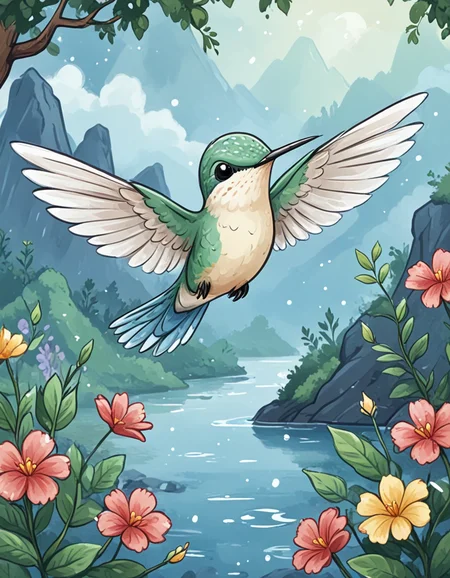 novuschroma57 style cartoon hummingbird in a magical fantasy landscape <lora:sdxl_lightning_8step_lora:1> <lora:novuschroma57 style_detail:1>
