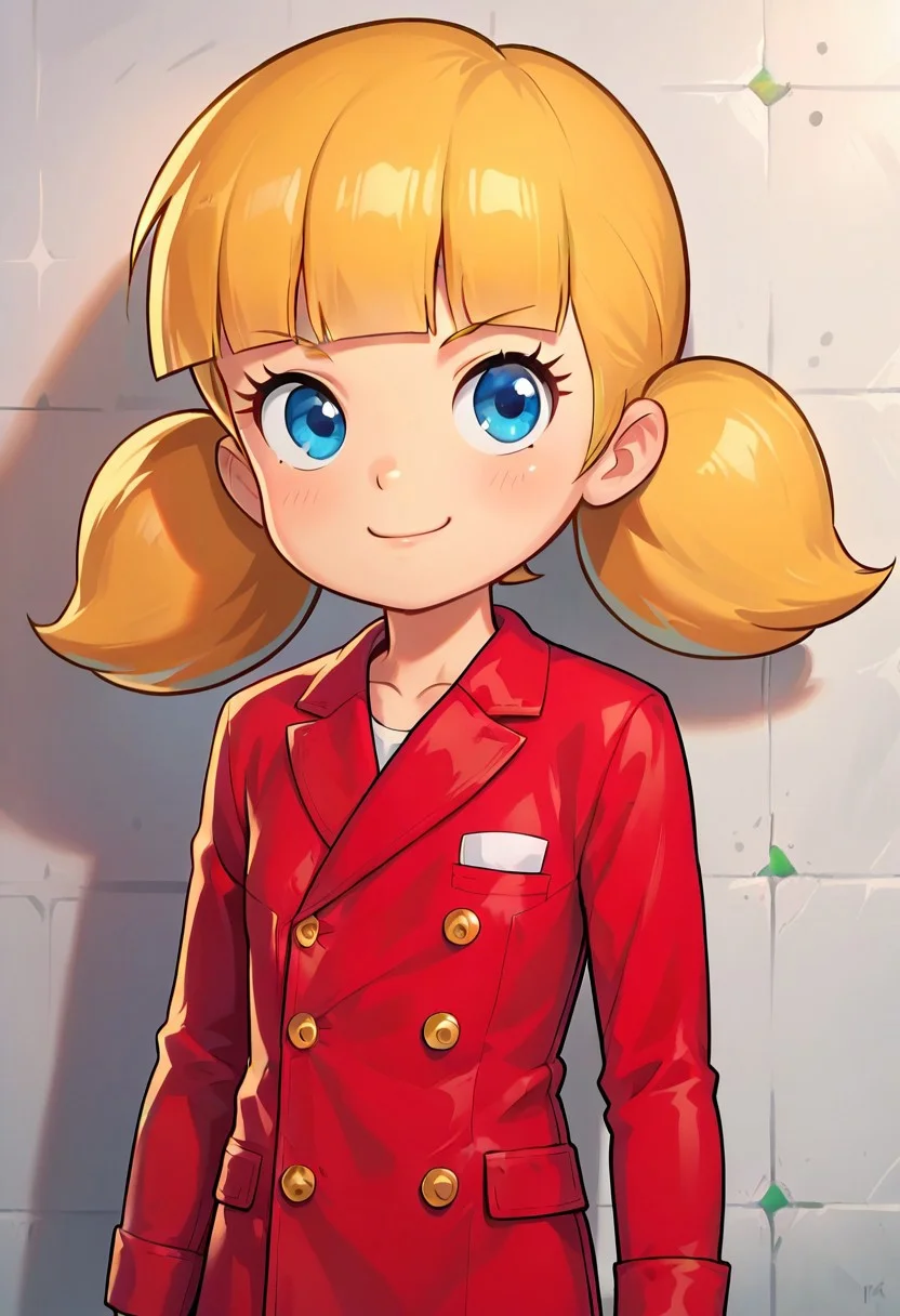 score_8, score_8_up, score_7_up, score_6_up, source_anime, BREAK, 1girl, solo, female focus,, penny_ig, blonde hair, twintails, blue eyes, double-breasted suits, smug, child