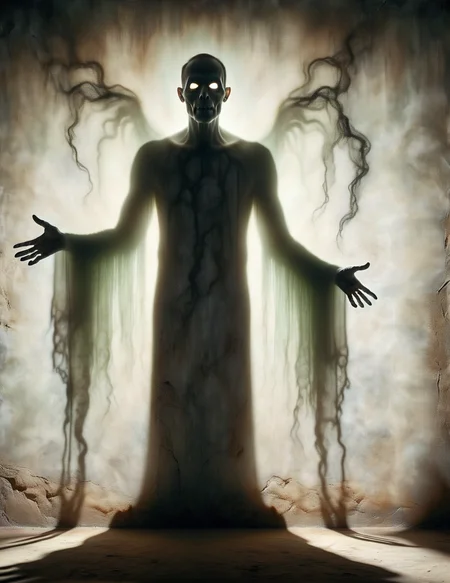 DonM5h4d0w5XL shadow on a ethereal ectoplasm wall, hantu belulang, <lora:DonM5h4d0w5XL-000010:1>