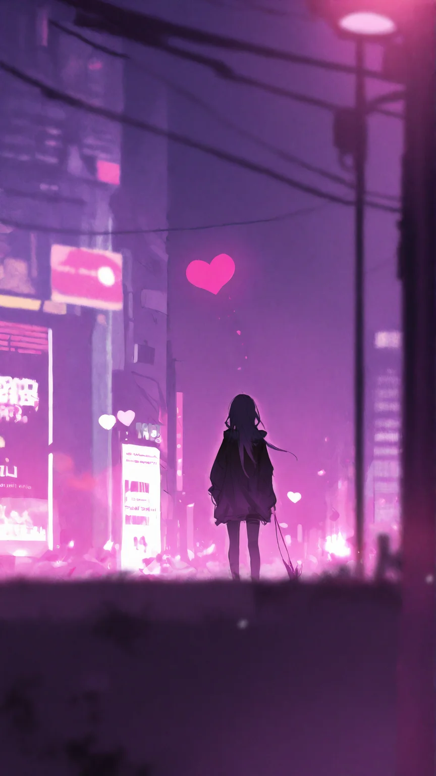 masterpiece, newest,absurdres,incredibly absurdres, best quality, amazing quality, very aesthetic,cyberpunk palette,
1girl, blurry foreground, depth of field,heart bokeh,
<lora:Lifeline_Illu_Edition:1> LL-Illu
