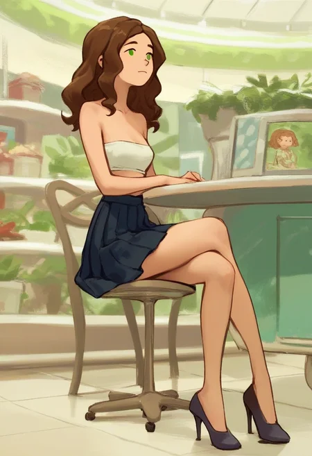 score_9, score_8_up, score_7_up, score_6_up, score_5_up, 1girl, solo, full body,
(source_cartoon),
<lora:Abigail (Storybooth):0.85>
Abigail_Storybooth, wavy hair, brown hair, green eyes, dot eyes,
tube top, miniskirt, pleated skirt, high heels, sitting,
indoors, mall,
<lora:Expressive_H:0.7> Expressiveh,
<lora:add-detail-xl:0.9>