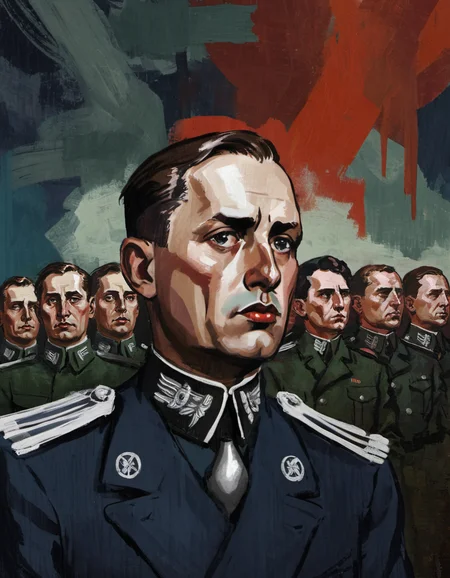 surreal painting of fascist propaganda, dark theme, abstract painting background, <lora:DiscoDeliriumXL-v1.2:1>