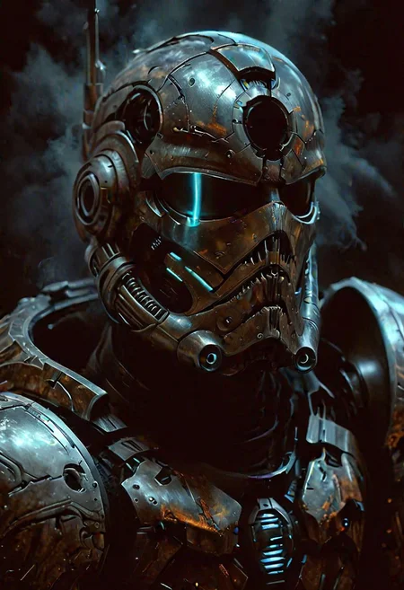 ultra detailed, realistic, fantasy stormtrooper, big pauldrons, last war, epic scifi armor, cyborgs
