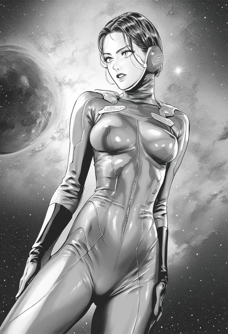 score_8_up, woman, spacesuit, skin tight, greyscale,
<lora:OnePunchManStyle:1>