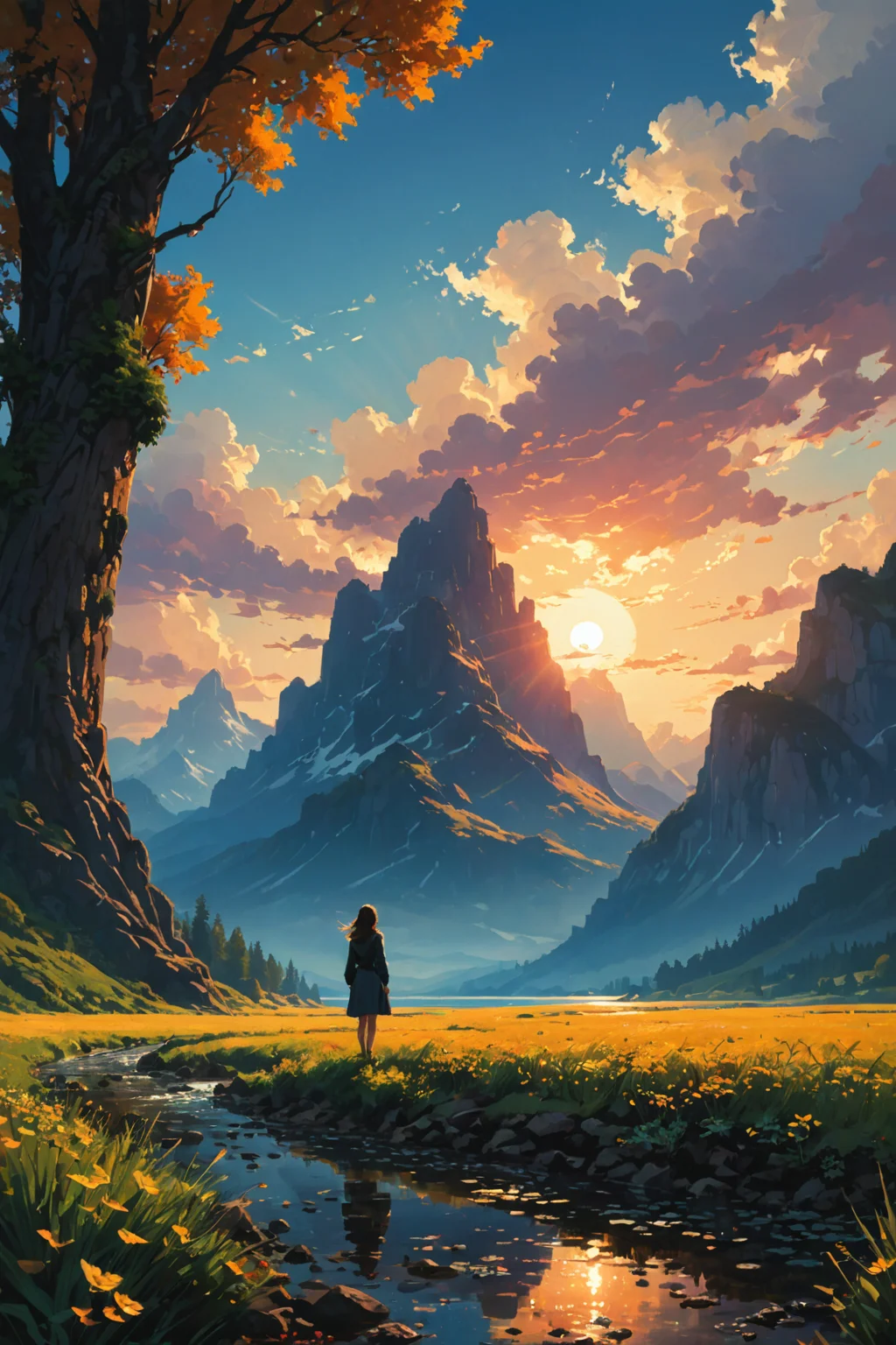 (by Alena Aenami and Adam Elsheimer :1.20), (by Georges Lemmen and RHADS and Sam Spratt 0.80) <lora:more_art:0.70>