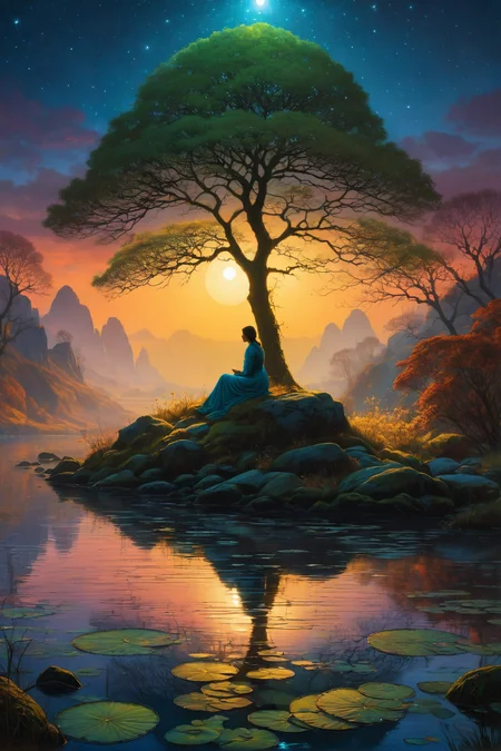 by Natalia Rak and Robert Haganin the style of John Atkinson Grimshaw, dreamyvibes artstyle <lora:dreamyvibes_artstyle:0.60>