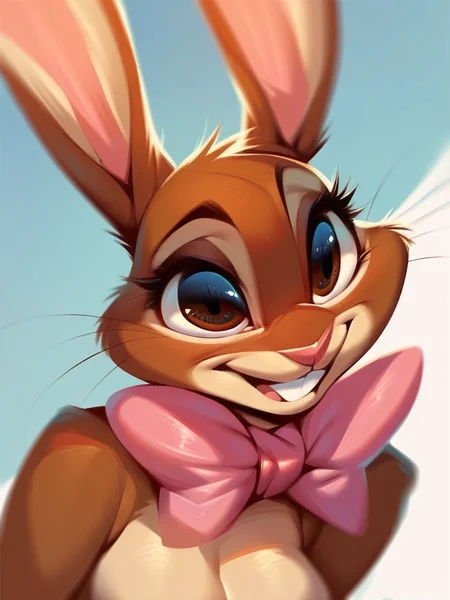 score_9, score_8_up, score_7_up, score_6_up, score_5_up, score_4_up , solo, anthro Cadbury_Bunny, pink bowtie, detailed face, detailed eyes, <lora:cadbury-bunny:1>