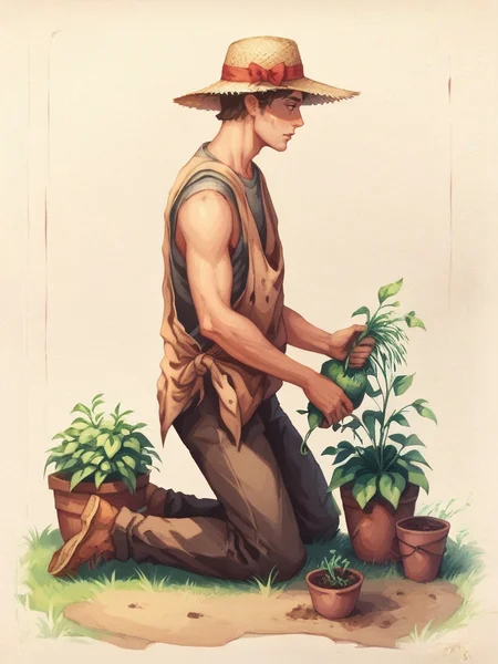score_9, score_8_up, score_7_up, <lora:Oblivion:1> oblivionarts, gardener, gardening, kneeling, spade, dirt pile, profile, ((simple background)), ornate border