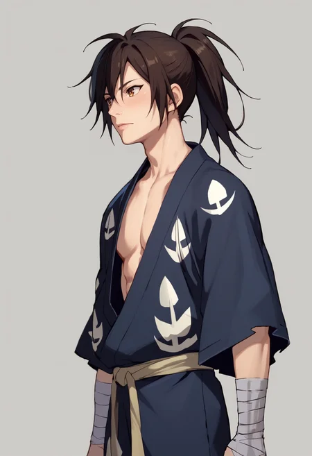 score_9, score_8_up, score_7_up, (masterpiece:1.2), (best quality:1.3), <lora:Hyakkimaru_Dororo:0.8> hyakkimaru_dororo, 1boy, ponytail, kimono, bandages