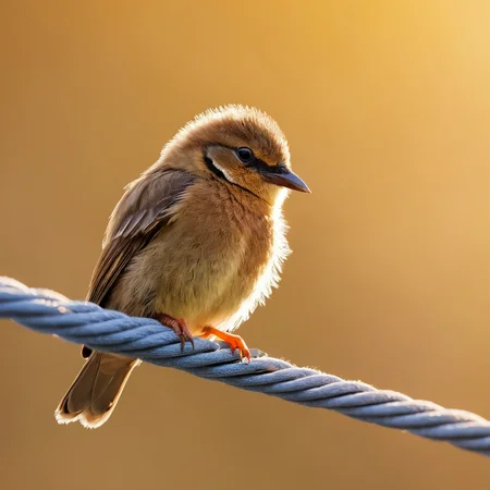 <lora:HMSGé¸ç±»æå½±XL-000001:1>,A cute little bird perching on a wire in the sunlight.