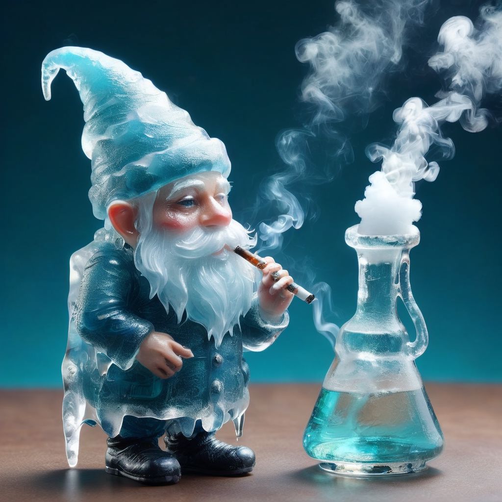 Ice gnome smoking a bong
,  <lora:Ice:1>,smoke