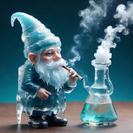 Ice gnome smoking a bong
,  <lora:Ice:1>,smoke