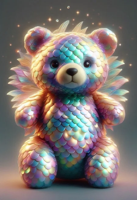 Glass and crystal teddy bear sculpture, lit from within, full body digital portrait, luminance, elixir glow, crystalcore technique, illuminated with soft colors, wide shot capturing the epic atmosphere, uncanny realism with Unreal Engine, trending on ArtStation, inspired by Katherine Stone and Harry Clarke, embodying pure perfection with a divine presence, volumetric light casting auras and rays, unforgettable impression, breat