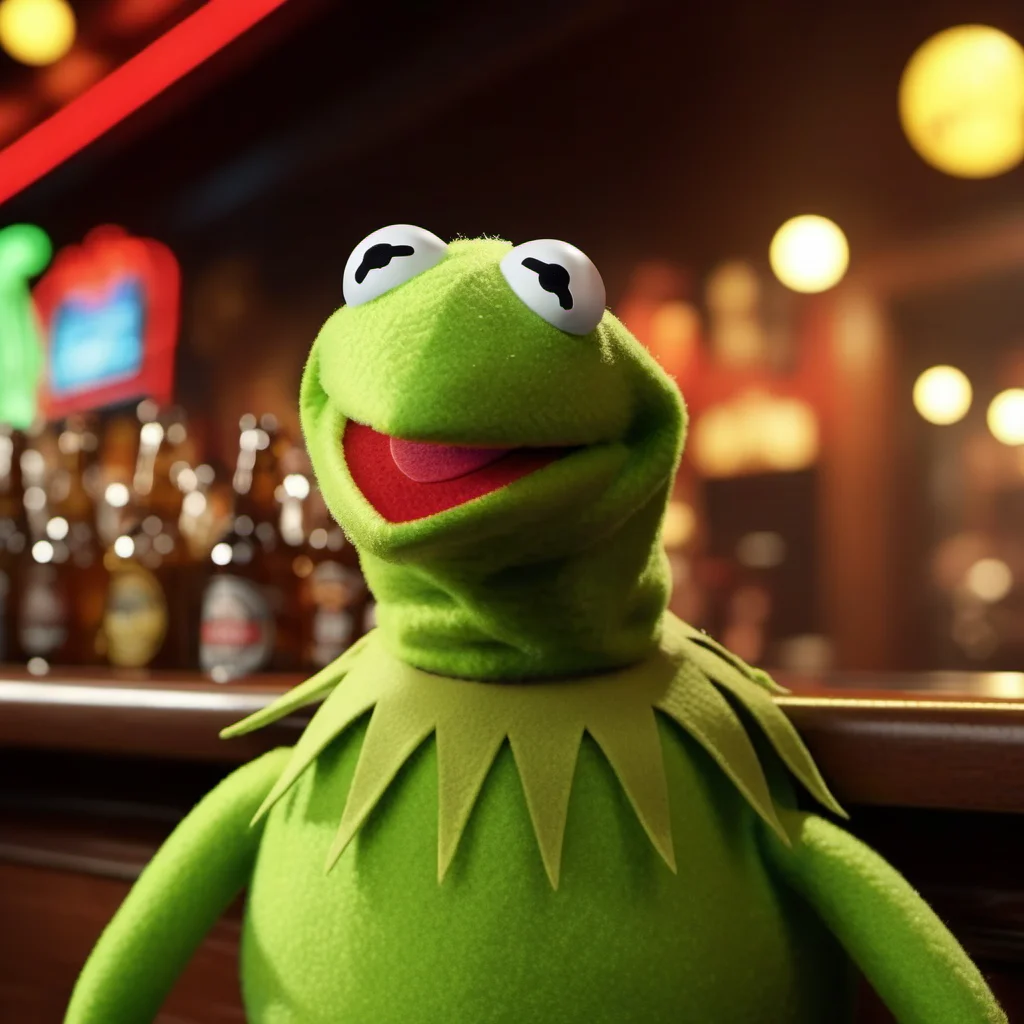 Kermit1024,a muppet frog, ((full body)), drink beer in a pub, neon lights sign "Kermit" , highly detailed, photography, ultra sharp, film, bokeh, professional, 4k <lora:add-detail-xl:1.5> <lora:Kermit1024:0.8>